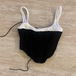 White Fox Boutique Black and White Crop lace up corset top